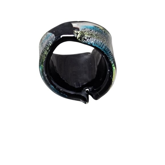 Murano Glass Mistero Wide Multi Color Italian Chunky Statement Ring - Picture 5 of 7